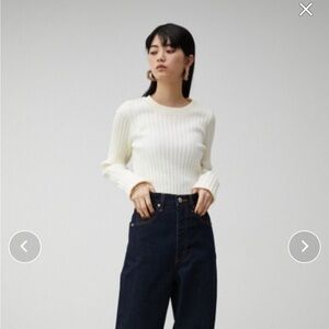 Moussy Cream Thick Ribbed Long Sweater Japan Made Small